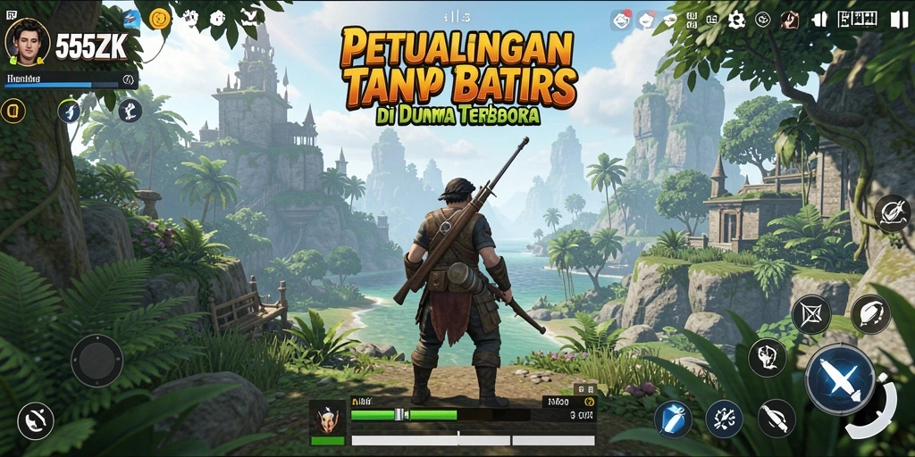 Gameplay Open World di 555ZK yang penuh tantangan dan petualangan.
