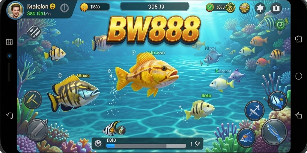 Tangkapan layar game BW888 menampilkan aksi seru tembak ikan.