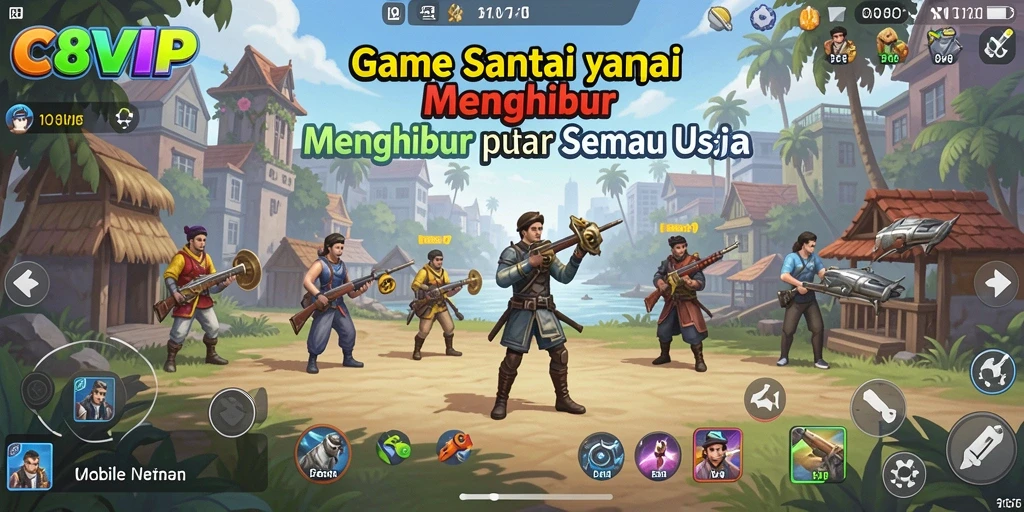 Screenshot C8VIP menunjukkan antarmuka gameplay yang cerah dan menarik.