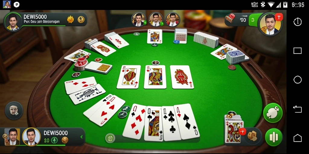 Screenshot DEWI5000 menampilkan gameplay Gaple yang seru dan menarik.