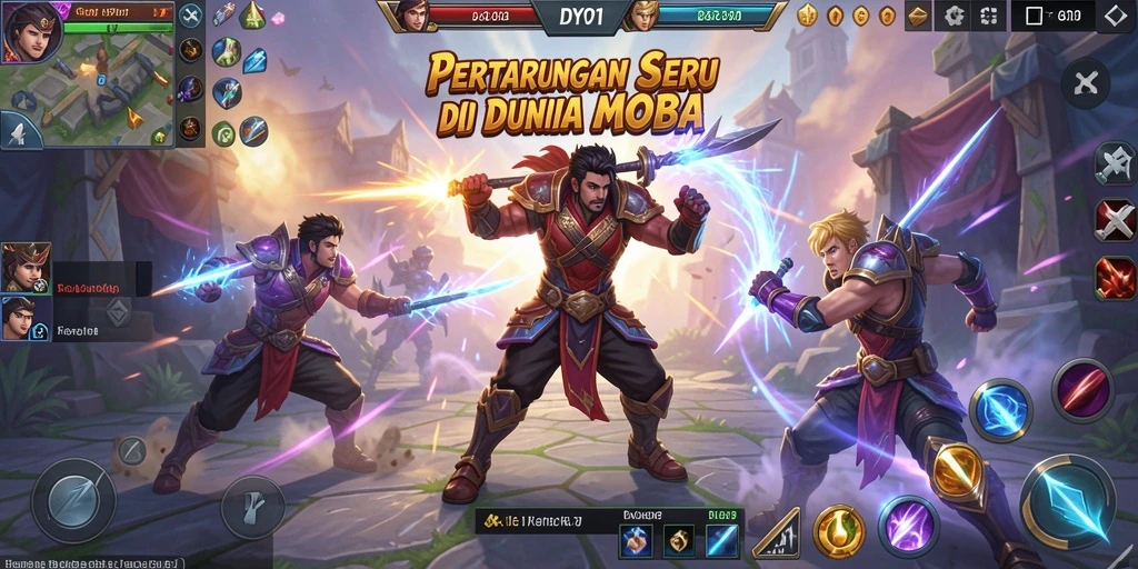 Tangkapan layar gameplay DYO1 menampilkan karakter sedang bertarung di arena.