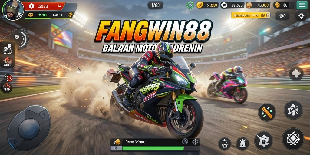 Tampilan gameplay FANGWIN88 yang mendebarkan saat balapan motor.