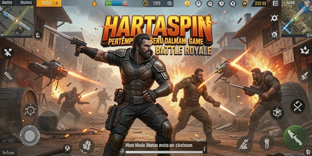 Gameplay seru HARTASPIN dalam pertempuran Battle Royale.