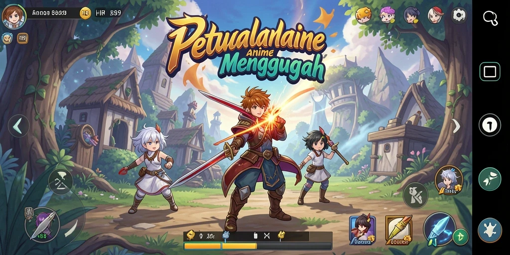 Tampilan gameplay HR89 yang epik dengan karakter anime menawan.
