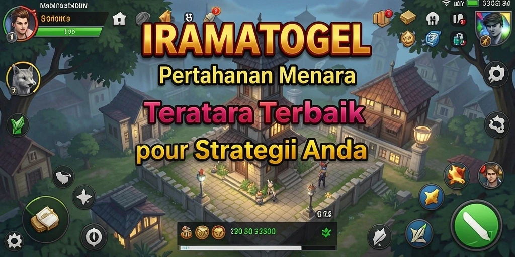 Gameplay seru IRAMATOGEL menara pertahanan melawan gelombang musuh.