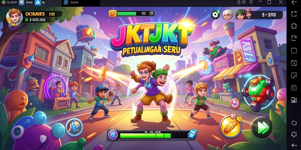 Screenshot gameplay JKTJKT yang menggambarkan aksi seru di Arcade.