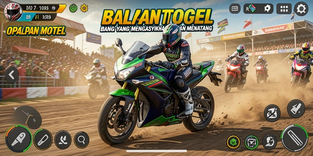 Screenshot gameplay OPALTOGEL menunjukkan aksi balapan seru di trek yang menantang.